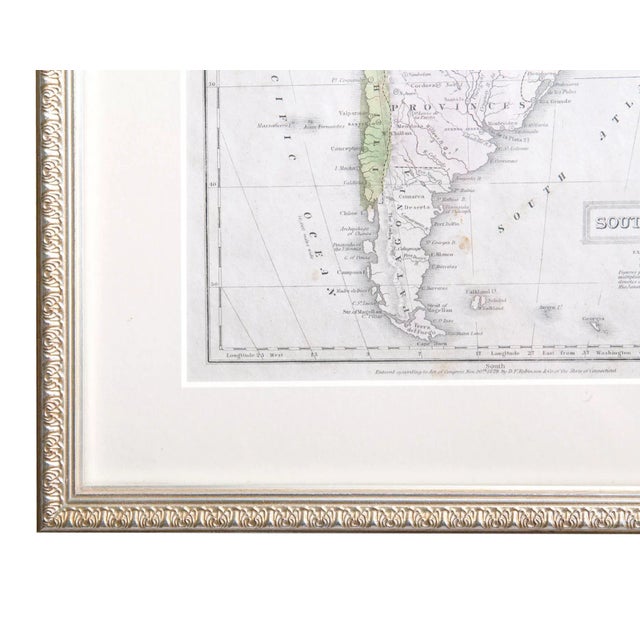 Hand colored Antique Map of South America, newly framed & matted. Museum quality matting & frame.