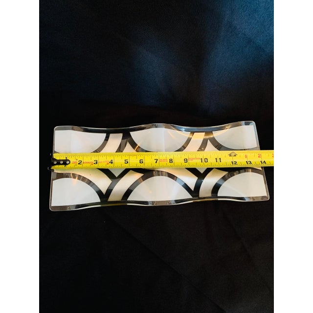 Vintage Mid-Century Modern Geometric Silver Leaf Tray Set - 2 Pieces For Sale - Image 10 of 13