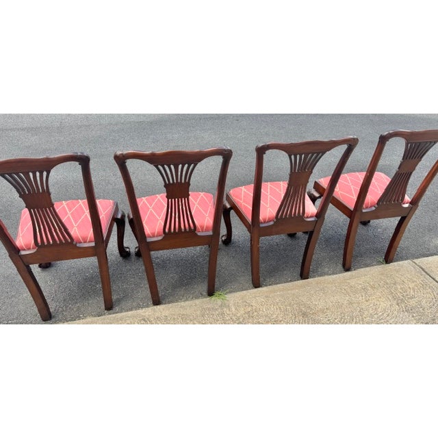 Vintage Mahogany Set of 4 English Chippendale Style Dining Chairs Ball and Claw Feet For Sale - Image 12 of 17