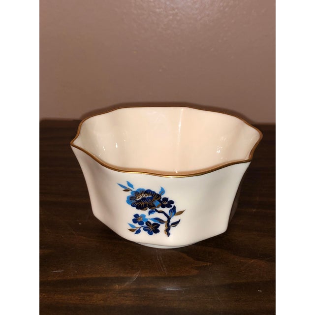 Vintage Lenox "Pagoda" Blue & Gold Porcelain Vases & Bowl - Set of 3 For Sale - Image 13 of 18