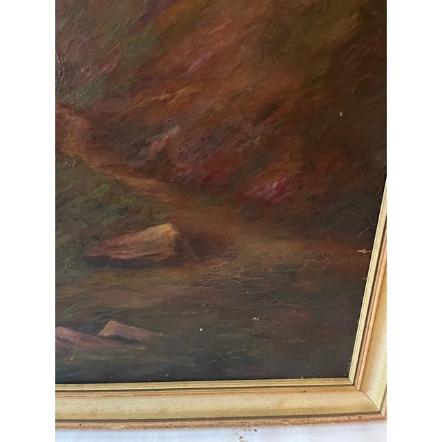 Wood Vintage Oil on Canvas Landscape Painting From a Studio in the Hudson Valley For Sale - Image 7 of 8
