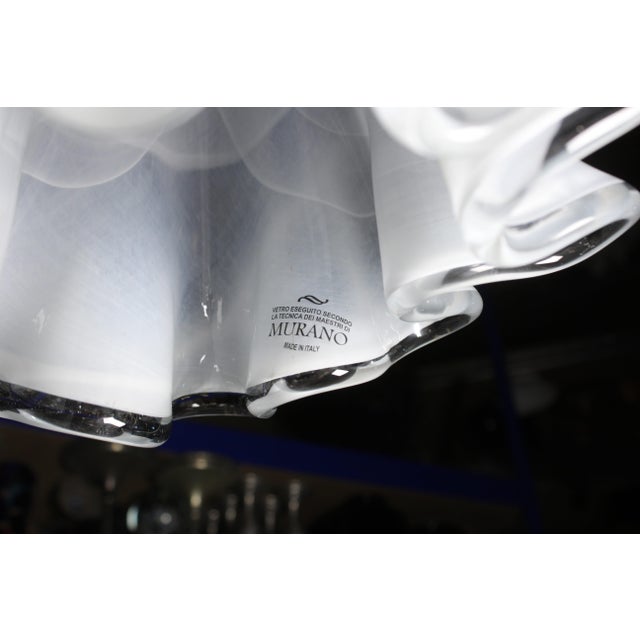 Murano Mid-20th Century White Murano Glass Art Vase For Sale - Image 4 of 6