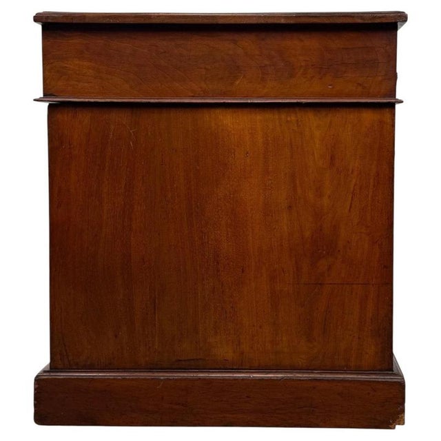 Antique English Walnut Pedestal Desk with Blue Leather Top For Sale - Image 6 of 12