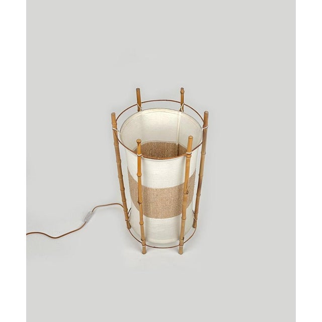 Bamboo, Rattan and Cotton Table or Floor Lamp in the Style of Louis Sognot, Italy, 1960s For Sale - Image 12 of 16