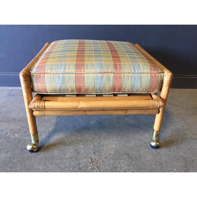 1960s Vintage Ficks Reed Rattan Campaign Style Chair & Ottoman Chairish