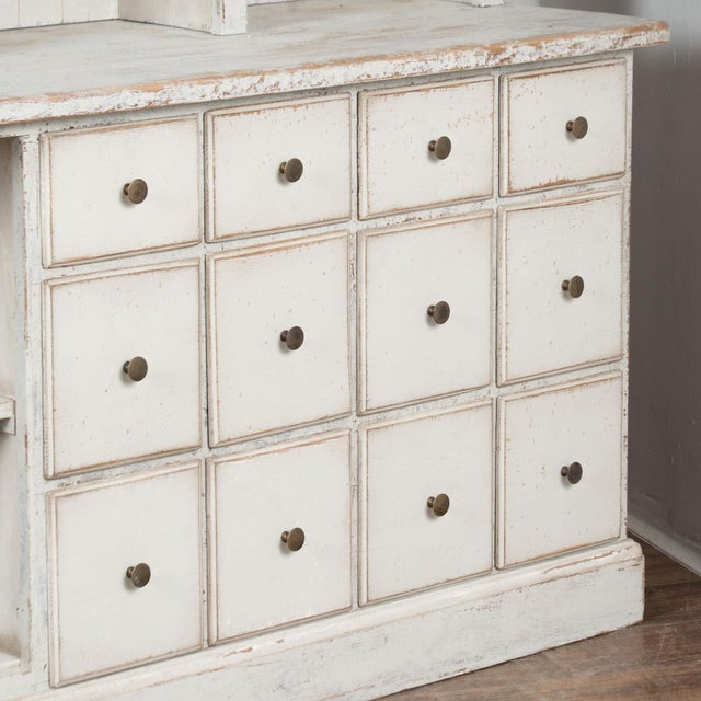 19th Century Large White Display Cabinet Bookcase Apothecary With 24 Drawers and Adjustable Shelves For Sale - Image 11 of 12