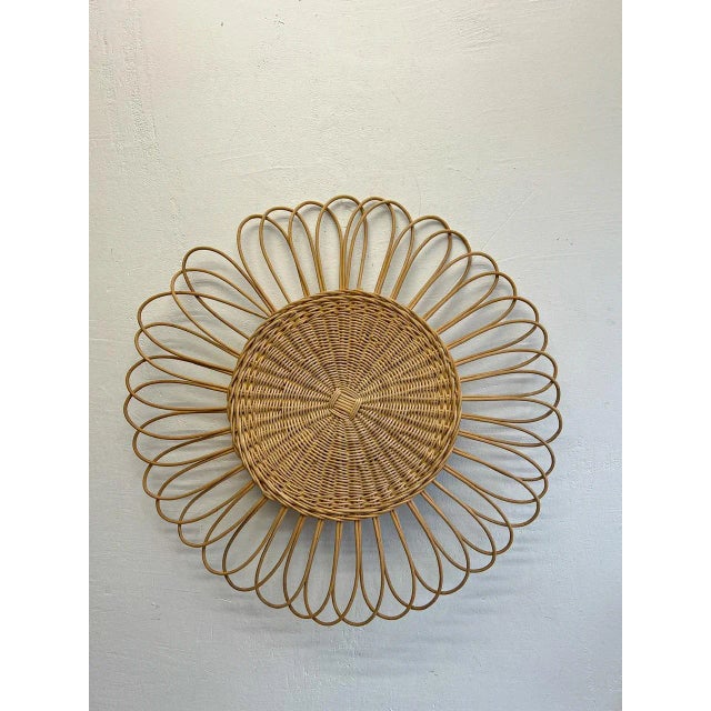 Vintage French Round Rattan Wall Mirror, 1960s For Sale - Image 6 of 13