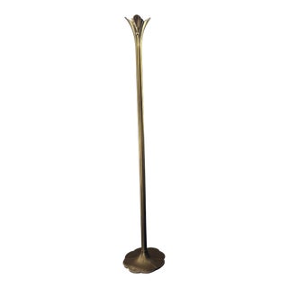 Vintage Stiffel Lotus Brass Art Deco Brass Tulip / Lily Torchiere Floor Lamp on Lotus Base For Sale