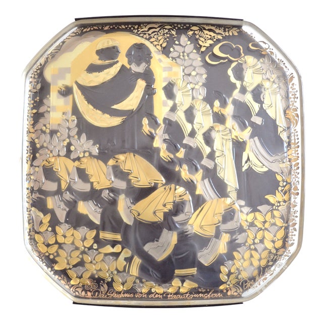 Vintage Glass Wall Plate by Bjørn Wiinblad for Rosenthal, 1987 For Sale