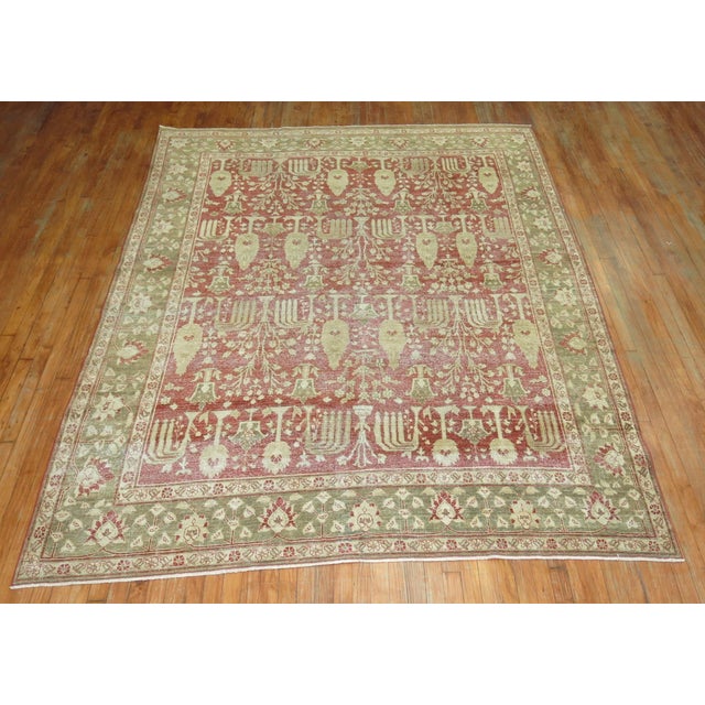 Persian Antique Zabihi Collection Tree Motif Persian Worn Rug - 7'3" x 9'11" For Sale - Image 3 of 6
