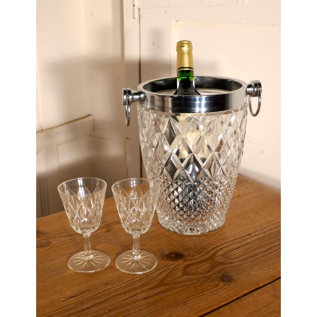 Glass Art Deco Diamond Pattern Champaign Wine Cooler, 1920s For Sale - Image 7 of 8