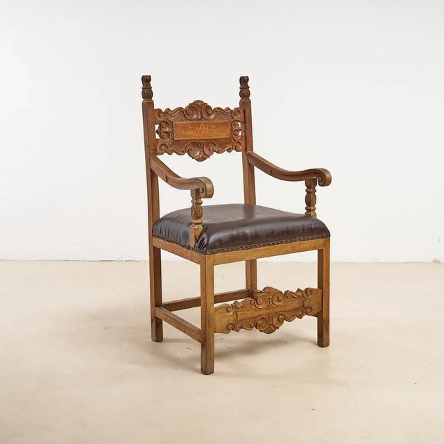 Wood Vintage Brown Armchair, 1900s For Sale - Image 7 of 7