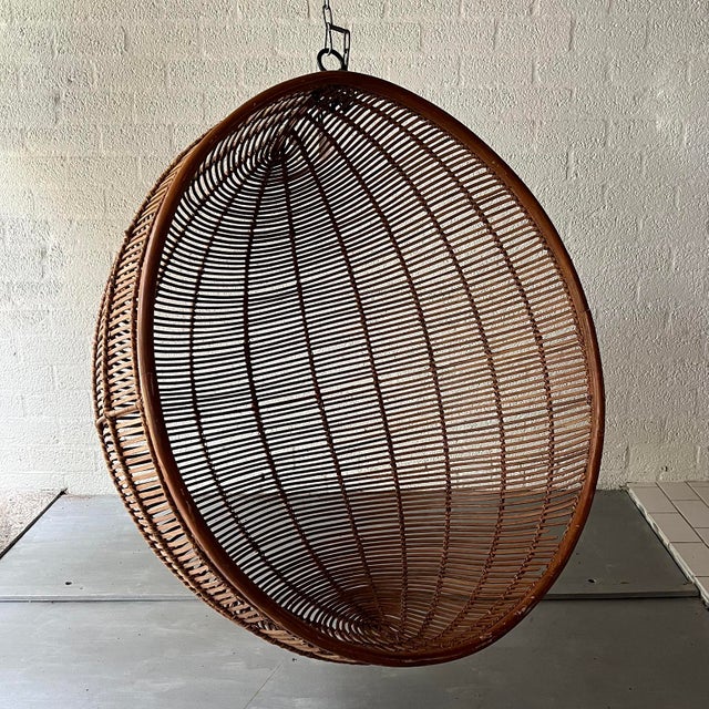 Spherical Reed Hanging Chair, 2000s For Sale - Image 4 of 15