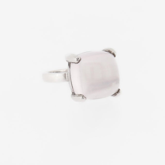 Tiffany and Co. Large Paloma Picasso Tiffany Sterling Silver & Rose Quartz Sugar Stacks Ring For Sale - Image 4 of 12