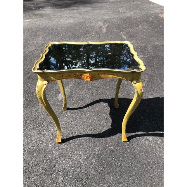 Italian Hand Painted Mirror Top Side Table For Sale - Image 4 of 13