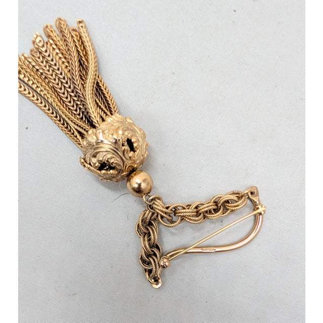 1960s Vintage 1960s Signed Napier Goldtone Tassel Brooch For Sale - Image 5 of 5