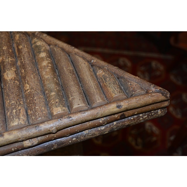Vintage Hand Crafted Adirondack Style Log Wood Console Hall / Sofa Table - Angled Edge For Sale - Image 12 of 17