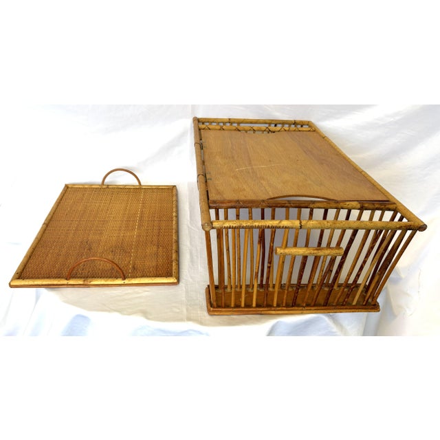 1970's Bamboo Bedroom Tilt Top Tray Table Made in Hong Kong For Sale - Image 9 of 17