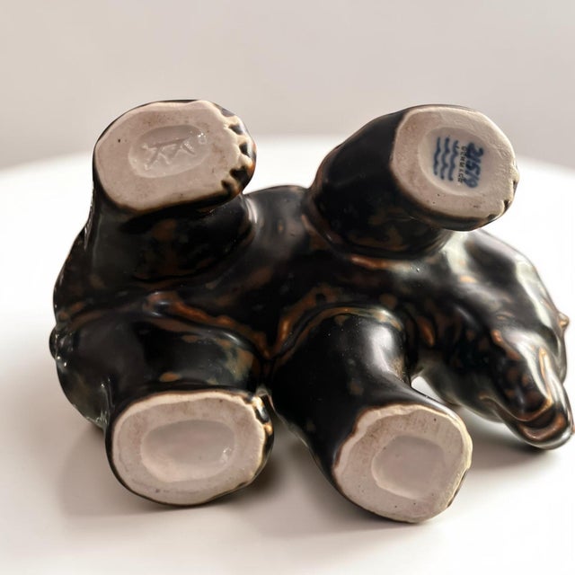Ceramic Large Flambé Glazed Stoneware Bear Figurine by Knud Kyhn for Royal Copenhagen, 1950s For Sale - Image 7 of 17