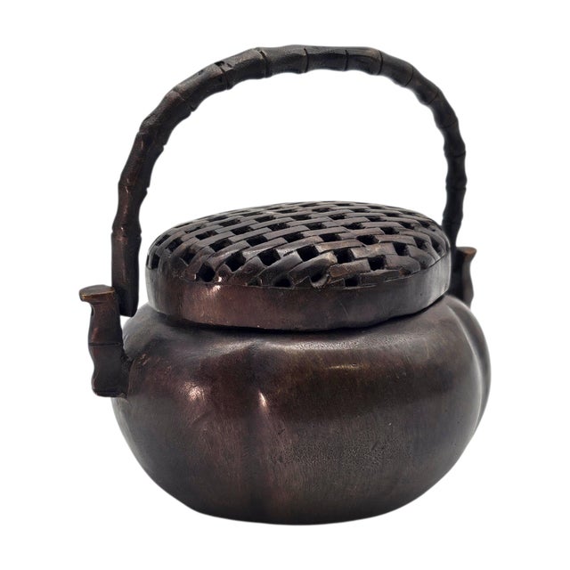 Antique Chinese Bronze Hand Censer Incense Burner With Bamboo Handle (4") For Sale - Image 11 of 17