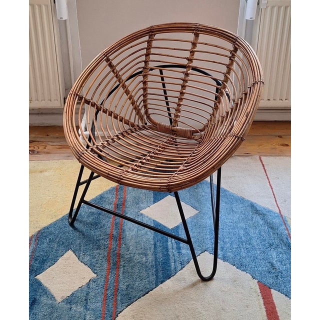 Mid-Century Bamboo and Iron Pod Chairs, 1960s, Set of 2 For Sale - Image 9 of 12