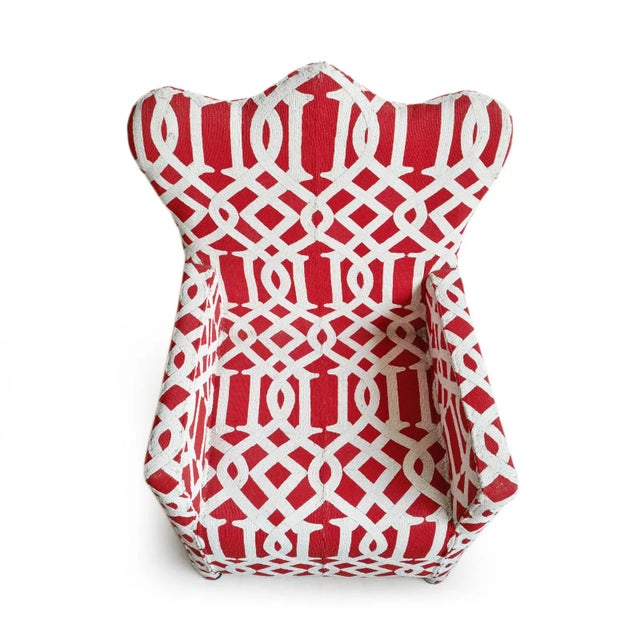 Vintage Red & White Yoruba Beaded Chair For Sale - Image 4 of 7