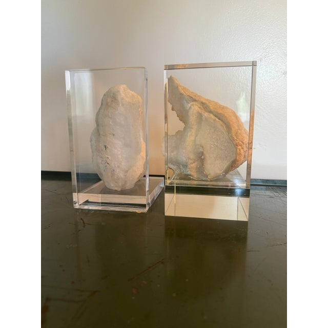 Organic Geode & Lucite Bookends - Set of 2 For Sale In Seattle - Image 6 of 10