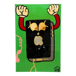 Modern Pop Art Resin Over Acrylic on Canvas Painting - Signed Nb For Sale