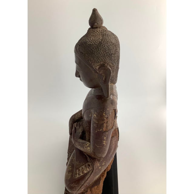 Antique 18th Century Buddha Carved Statue, Shan Burma, Large 24", With Coa For Sale In Dallas - Image 6 of 10