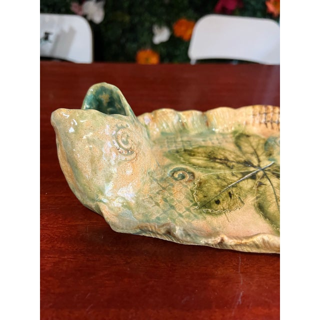 1970s Asian Ceramic Hand Painted Fish Decorative Plate For Sale - Image 9 of 9