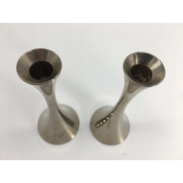 Mid-Century Silver Candlesticks- a Pair For Sale - Image 4 of 6