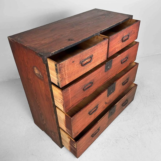 Boho Chic Japanese Kimono Tansu Chest of Drawers, 1890s For Sale - Image 3 of 11