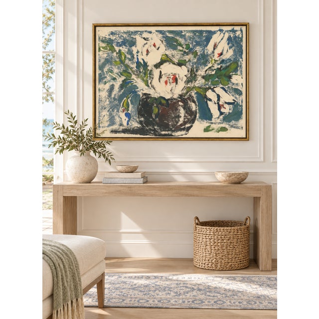 Transitional 1930 Vintage White Flowers in a Vase Art Print by Zolo Palugyay - 14" X 11" For Sale - Image 3 of 7