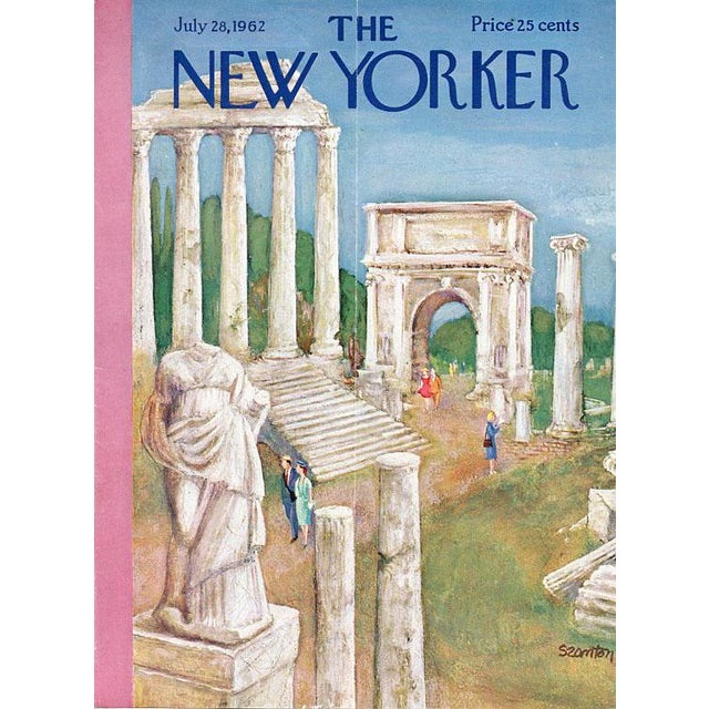 Original early New Yorker magazine cover dated July 28, 1962 featuring a Roman Forum theme. Based on an illustration by...