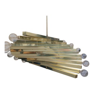 1960s Gaetano Sciolari Spiral Brass Chandelier For Sale