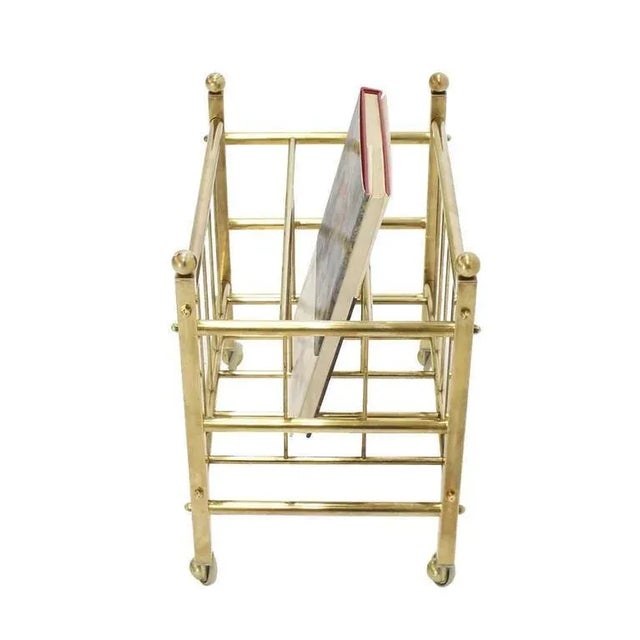 Early 20th Century Solid Brass Magazine Rack For Sale - Image 4 of 9