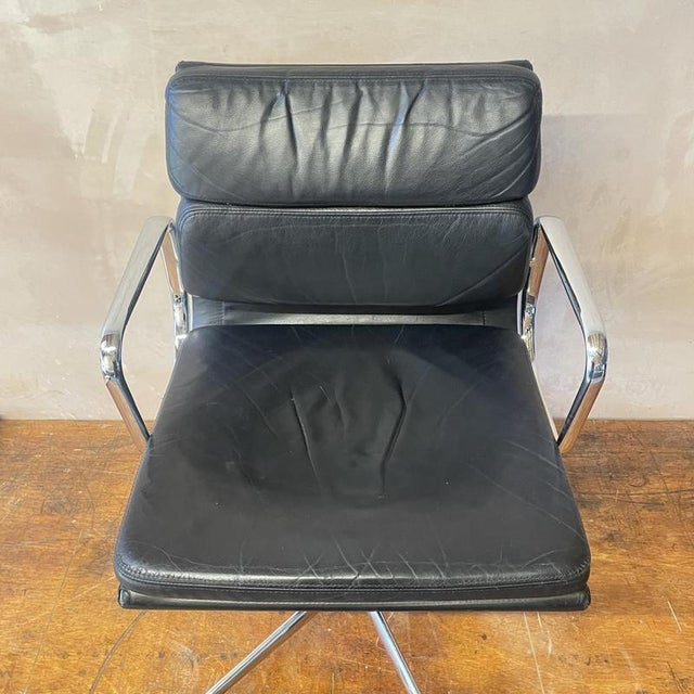 Black Leather Soft Pad Chair by Charles and Ray Eames for Vitra, 1960s For Sale - Image 11 of 14