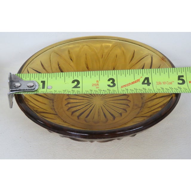 Mid 20th Century Pressed Glass Small Bowls Pair of 2 Amber Color Fruit Snack Butter Dishes - Set of 2 For Sale - Image 9 of 11