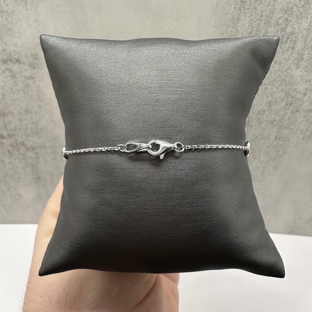 Diamond Station Bracelet 14kt White Gold 0.90ctw 7in New For Sale - Image 4 of 6