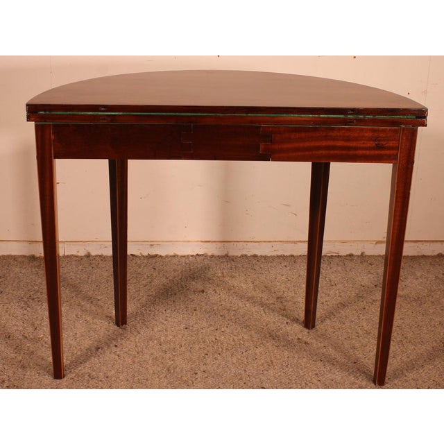 Brown Console or Game Table in Inlaid Mahogany For Sale - Image 8 of 12