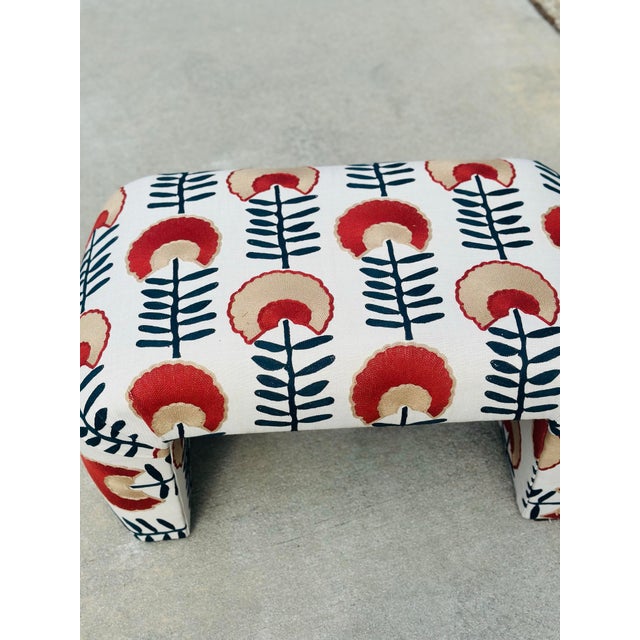 Vintage Waterfall Bench Reupholstered in Designer Fabric For Sale In Charleston - Image 6 of 11