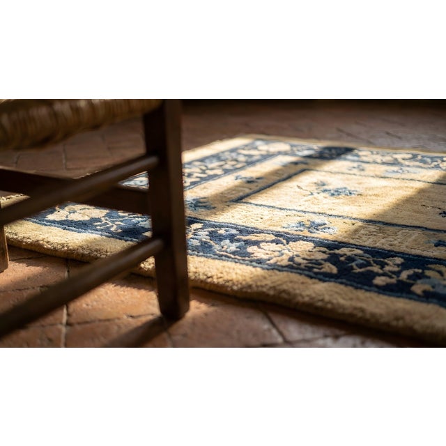 1920s Beige Floral Classic Antique Chinese Peking Carpet 8'10'' X 14' Knotted Wool Rug For Sale - Image 14 of 15