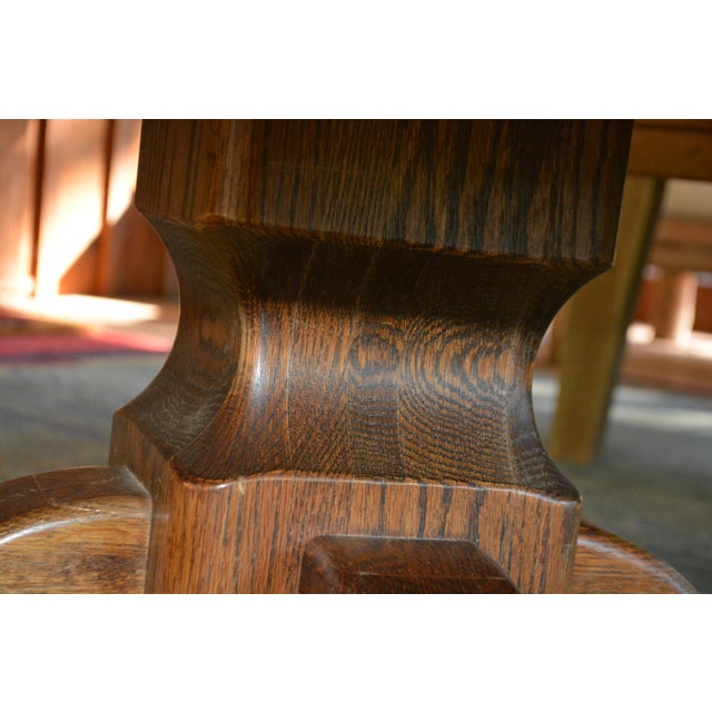 Brown Vintage 1970's Mid Century Wood & Brown Glazed Tiled Top Octagonal Coffee Table Germany For Sale - Image 8 of 15