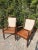 Polo Ralph Lauren Classic Vintage Carved Wood Accents Arm Chairs With Traditional Cognac Leather Seats - A Pair For Sale - Image 9 of 11