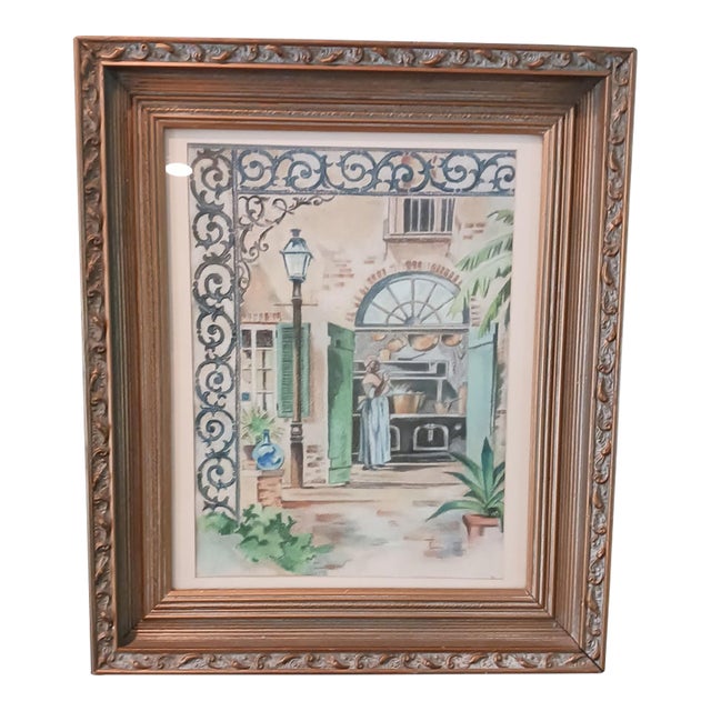 Don Fritchey, 1968 Gouache New Orleans Kitchen View For Sale