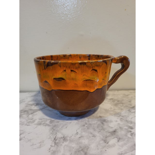 Mid Century Modern California USA Pottery Planter. Ceramics Brown Orange Drip Glaze Great color combo on this piece, looks...