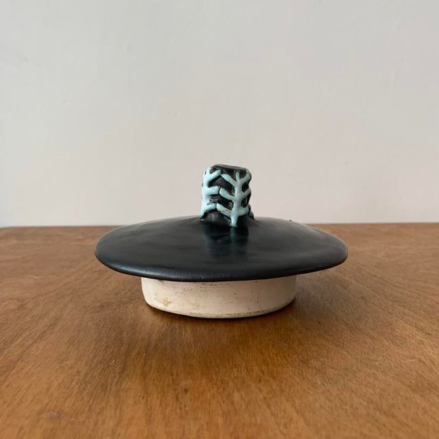 Mid-Century Signed Black Ceramic Box, 1960s For Sale - Image 14 of 18