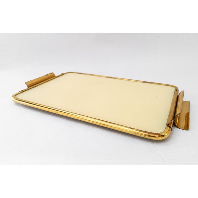 Art Deco Brass Serving Plate with Mirror, 1920s For Sale - Image 6 of 14