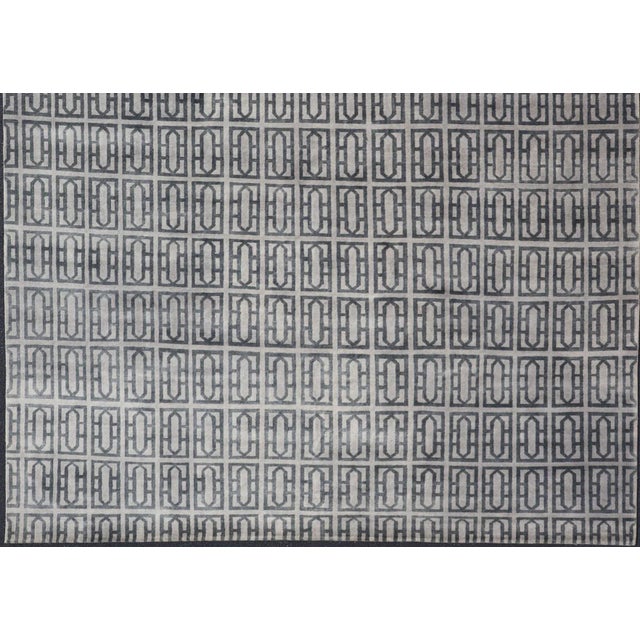 Modern Rug by Keivan Woven Arts All-Over Geometric Design in Gray and Black For Sale - Image 9 of 13