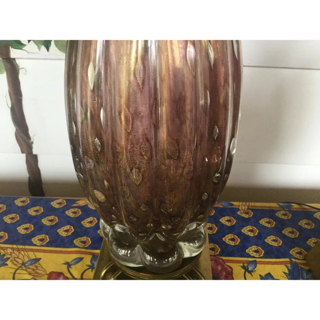 Murano Seguso Blown Glass Amethyst & Gold Lamps For Sale In New York - Image 6 of 8